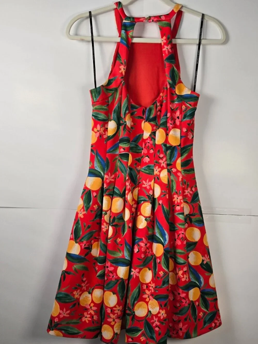 NWOT Vincent Camuto Halter Fit & Flare Scuba Crepe Fruit/Floral Print Size 8 - Picture 5 of 11